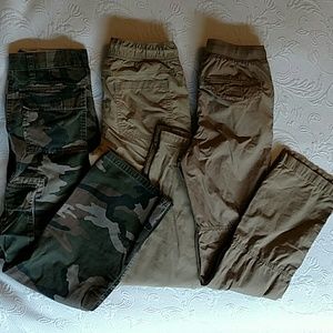 3 pairs of boys cotton cargo pants size 12